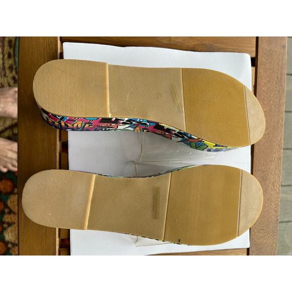 Colorful Street Art Graffiti Sandals Clear Straps ,Chunky Platform Heel Size 10 - Picture 8 of 10